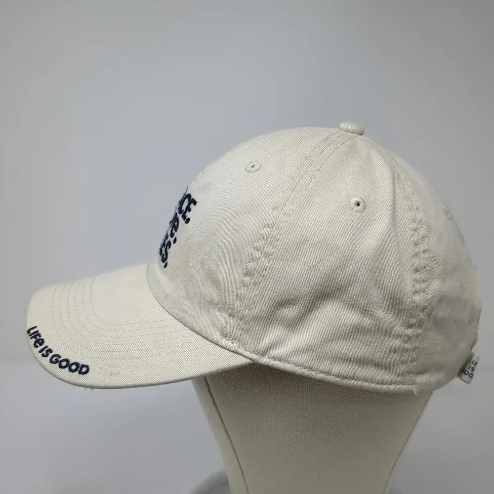 Life Is Good Baseball Cap Beige One Size Adjustable Peace Love Bikes Cotton Hat